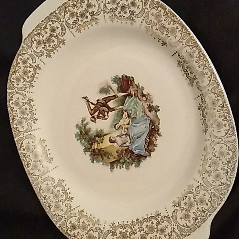 American Limoges Triumph Cream and Gold Serving Platter